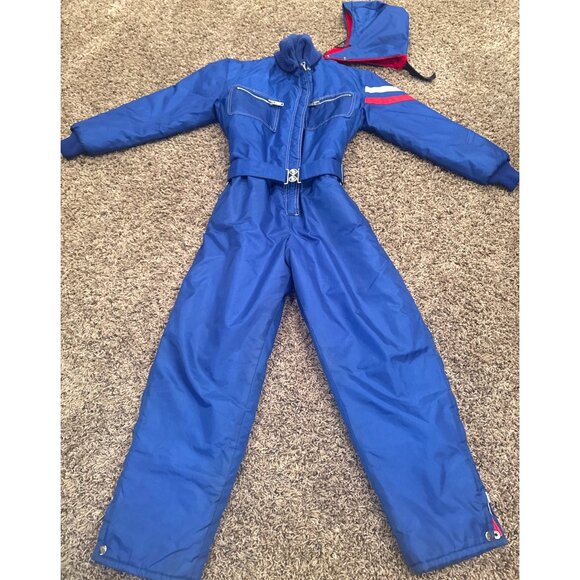 Vtg 70's Polaris Unisex One Piece Blue Snowmobile Suit Full Zipper Pocket Medium - Picture 3 of 16
